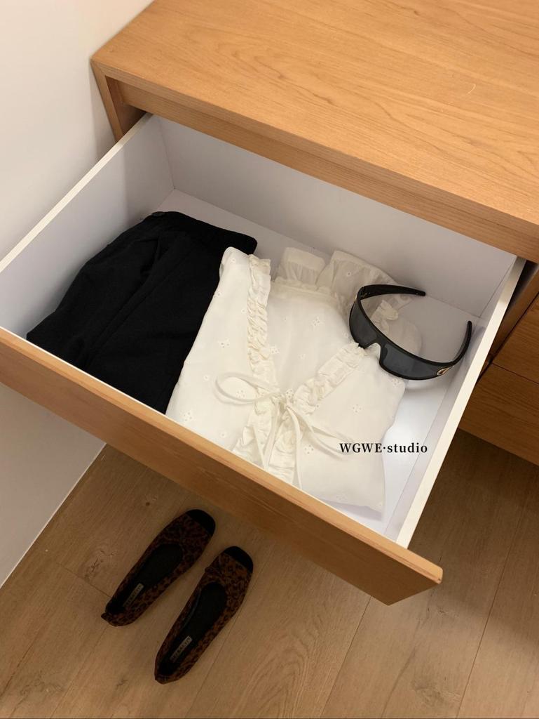 WGWE7806 Elegant French Ruffle Lace Embroidered Long Sleeve Women's Shirt, Autumn/Winter Collection