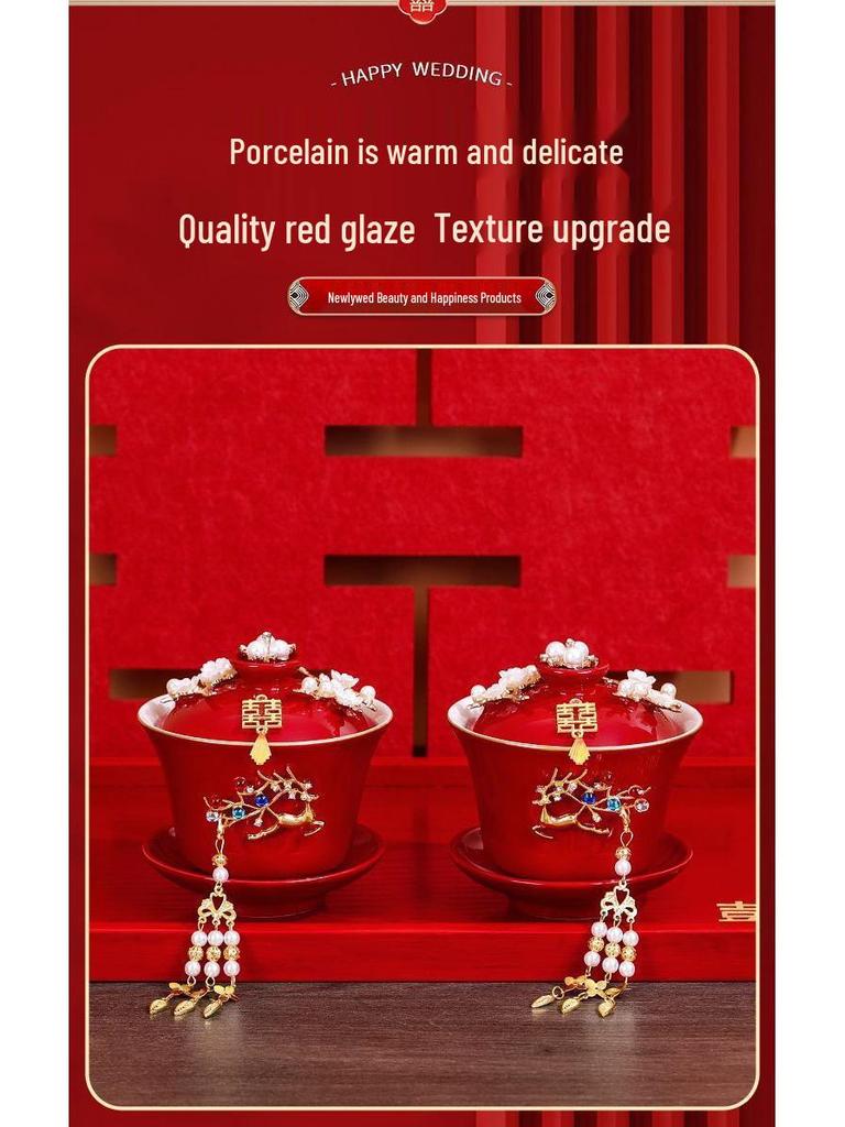 Wedding Tea Cup Set - Toasting Pair, Happy Bowls & Cups, Complete Wedding Supplies