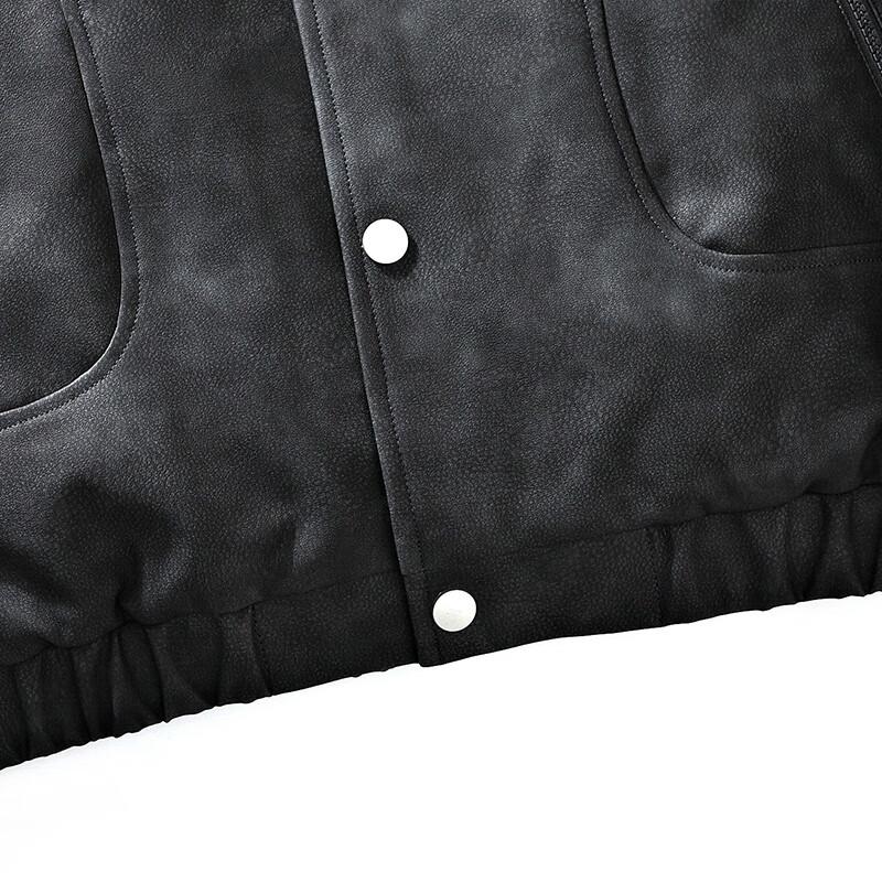 MaoRen Men's PU Leather Lapel Jacket