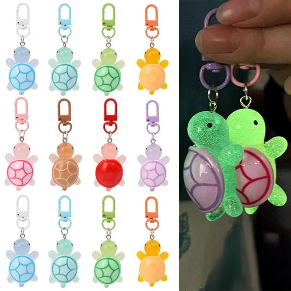 Glow In The Dark Tortoise Key Chain Resin Bag Pendant Cute Turtle Keychain  Women Bag Decor