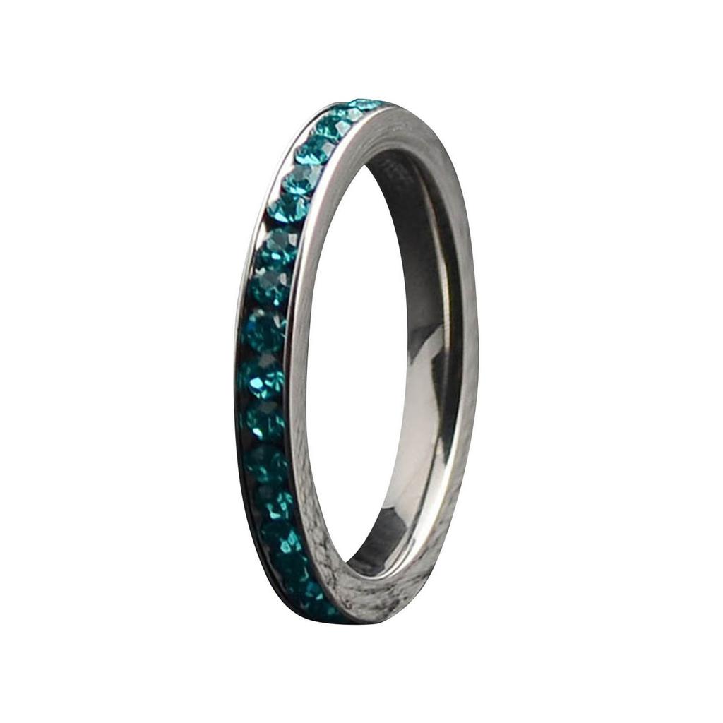 Stainless Steel Diamond Encrusted Birthstone Multicolored Ring Size 6 To 9