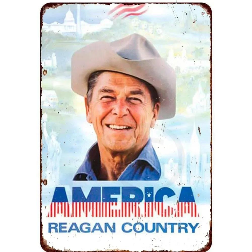 

Country America Reproduction Sign | Ronald Reagan Tinplate Art | Patriotic Decor for Iconic Fans 20x30cm（7.8x11.8inch）
