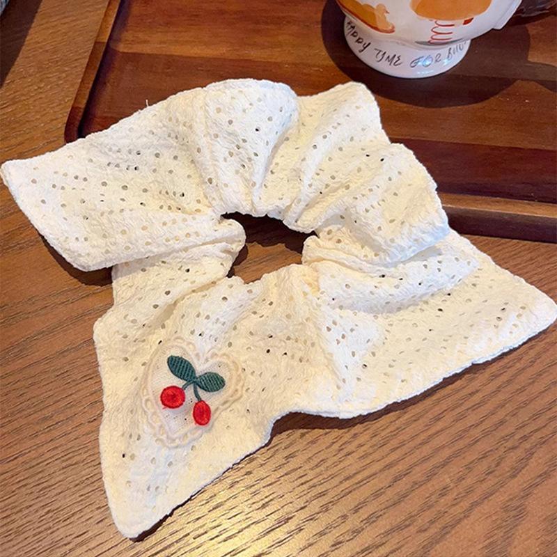 Sweet Gentle Women Tulip Flowers Ribbons Hair Scrunchies Fairy Bowknot Streamers Hair Ribbons Ponytail Holder Hair Accessories