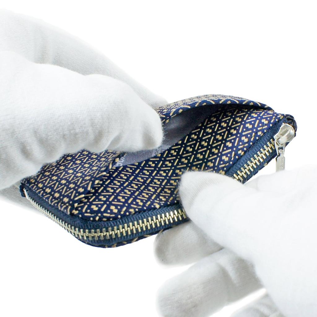 Indenya Inden Coin Purse F Coin Purse 05 Deerskin Navy X White Lacquer Gourd Pattern 1005-14-007