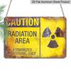 2D Flat Vintage Warning Radiation Hazard Metal Signage - Kitchen, Garage, Men'S Cave and Living Room Decorations with Vintage Wall Art and Easy