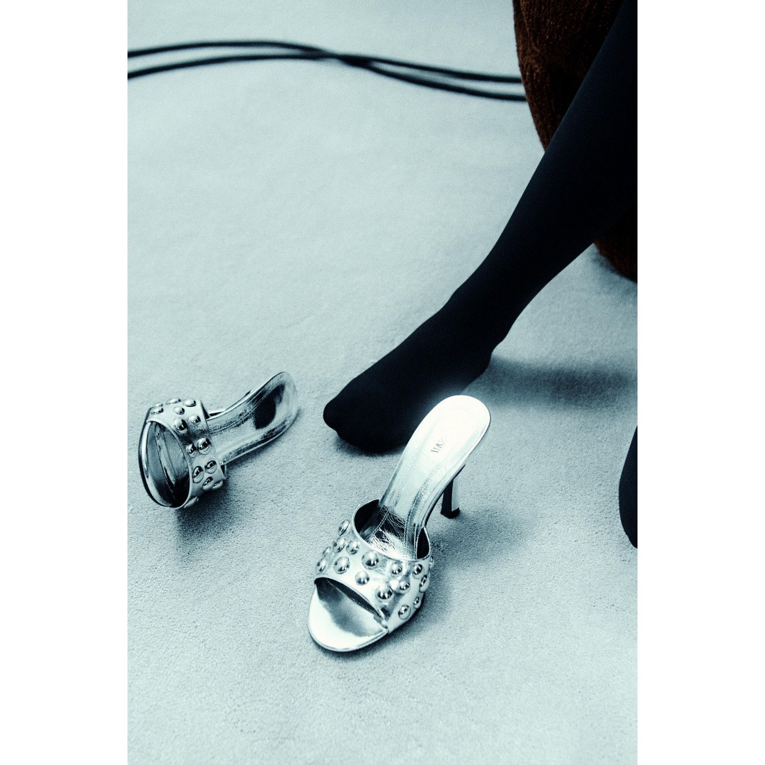 

EMBELLISHED HIGH-HEEL LEATHER MULES