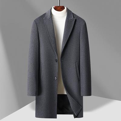 Herbst- und Winter Herren Wollmantel Mittel und Lang Einreiher Anzugkragen Jugend Wollmantel Herrenmantel