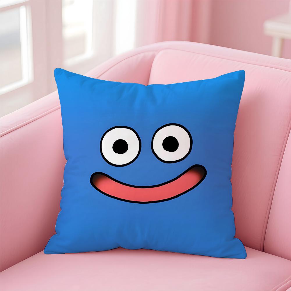 Dragon Quest Slime Pillow Case Anti-dustmite Pillowcase Invisible zipper silky short plush Sofa cushion cover
