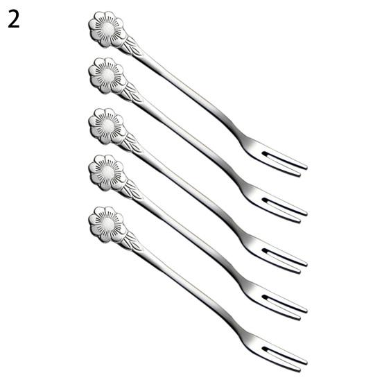 5Pcs/Set Fruit k Long Handle Easy to Use Stainless Steel Small Creative 5.3 Inches Cake k Tableware Accessories