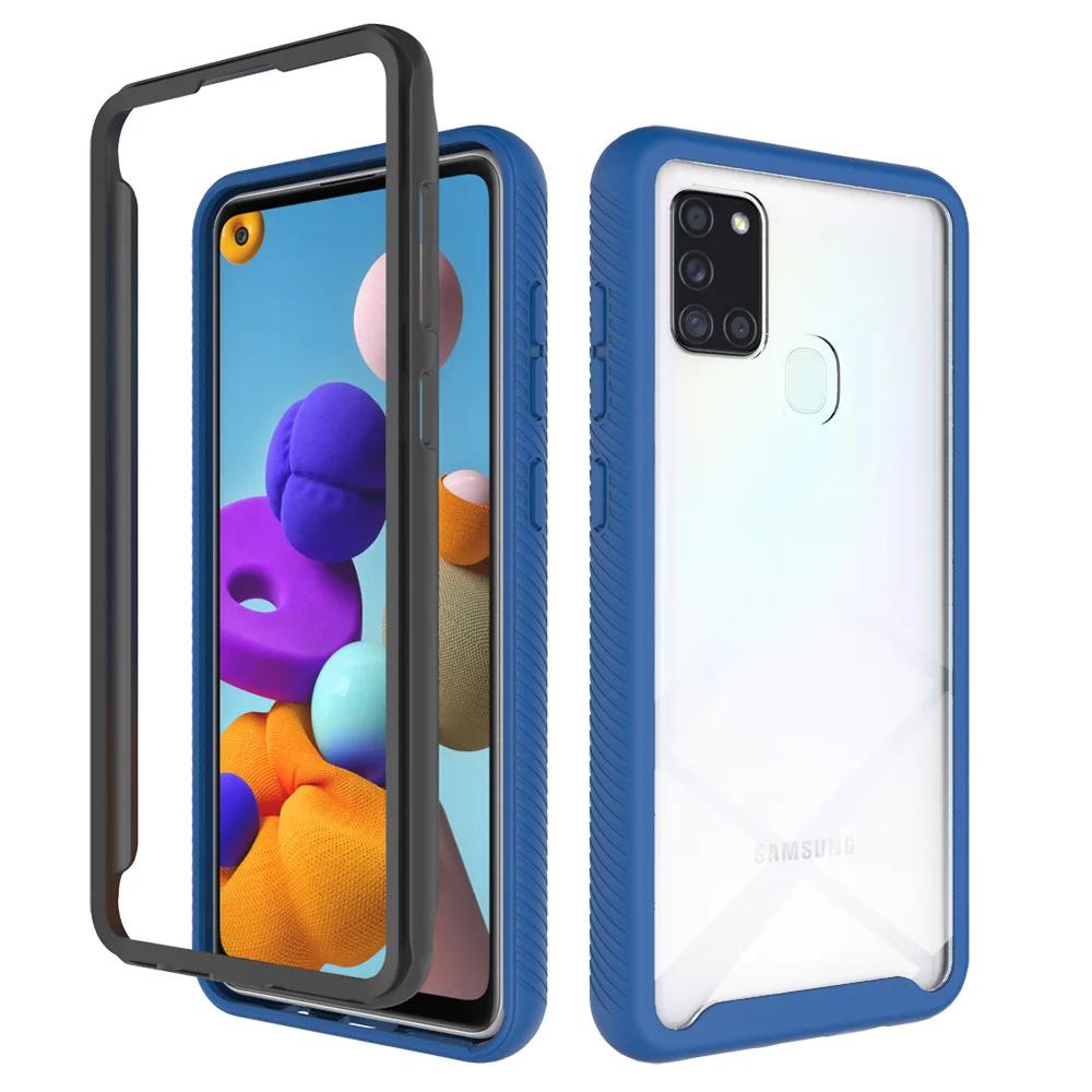 

Hybrid TPU/PC Sky Case For Samsung Galaxy A21s A31 A51 A71 5G Funda Capa 2in1 Hybrid Shockproof Shell Rugged Back Cover for Galaxy A21S темно-синий