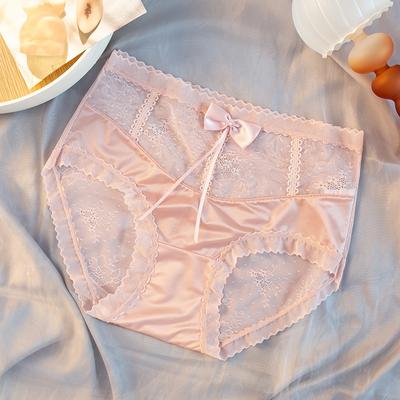 Lusso Leggero Vita Media Alta Sexy Traspirante Mutandine Intimo da Donna Lingerie Seta di Gelso Grado Senza Cuciture Pizzo Avvolgente sui Fianchi