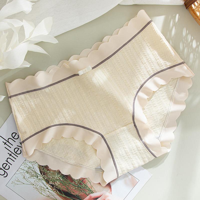 Non Marking Underwear for Women Mid Waist Lingerie Antibacterial Pure Cotton Knickers Breathable Triangle Panties