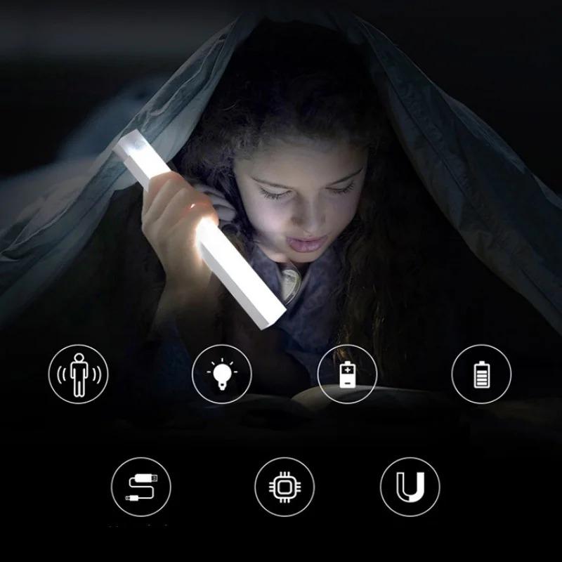 LED Motion Sensor Light Wireless LED Night Light Type C Rechargeable Light Cabinet Wardrobe Lamp Staircase Backlight For Kitchen
