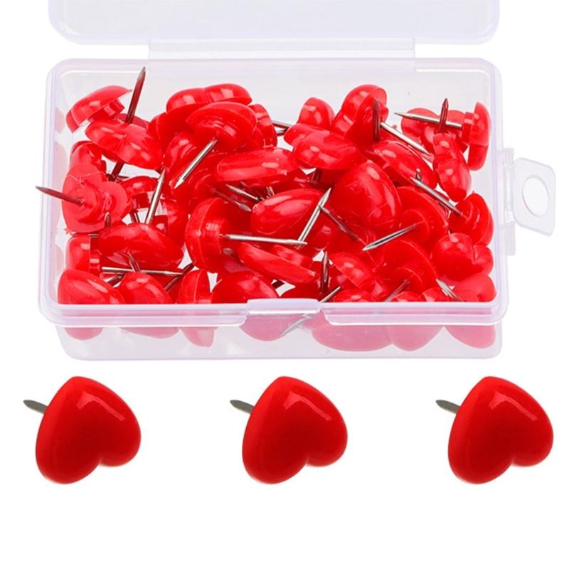 50/100/150Pcs Heart Push Pins for School Office Bulletin Board Cork Board Notice Board Pin Drawing Pins Map Pins