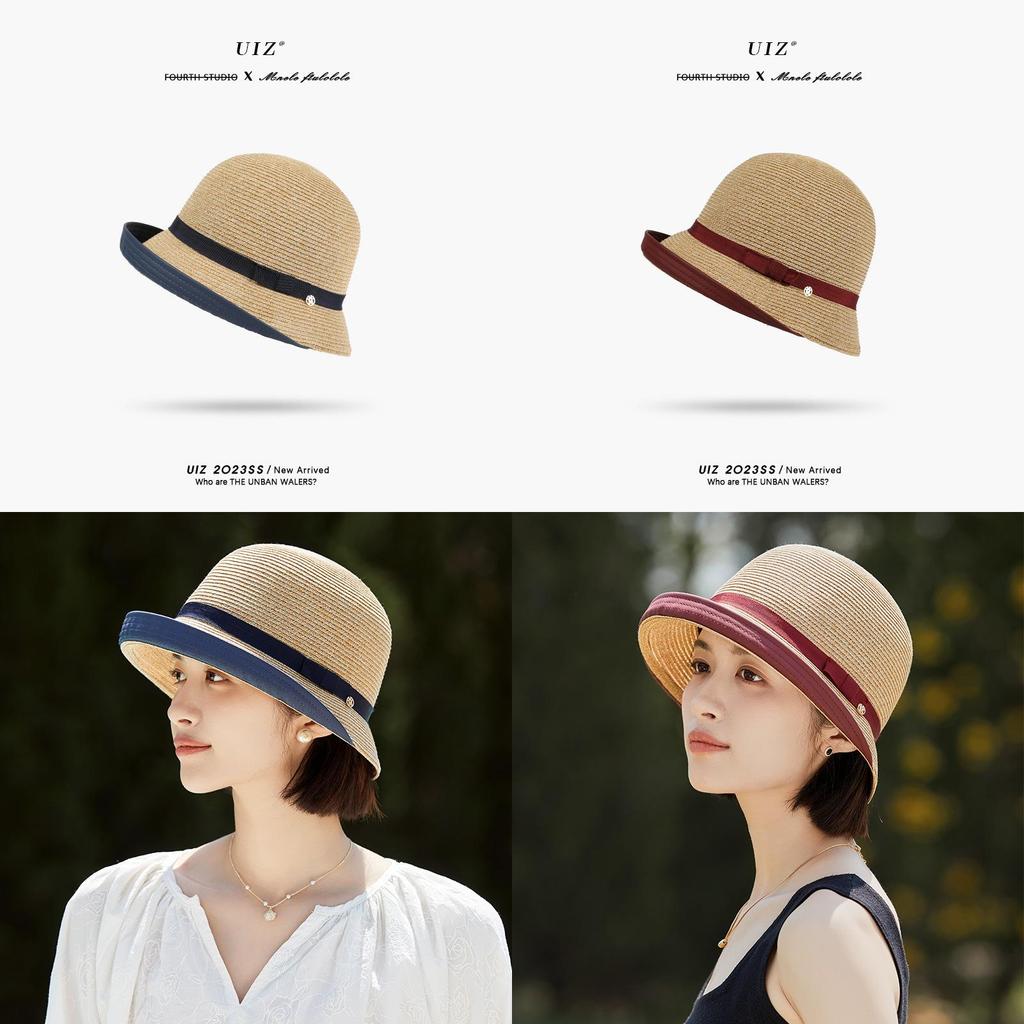 Classic Straw Hat For Women Summer Sun Protection With Short Brim And Rolled Edge