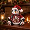 Plush Candy Storage Box Christmas Snack Bag, Clear Heart Window Doll with Back Zipper, Holiday Cookie Gift Soft Knitted Ornament Holder, Decorative