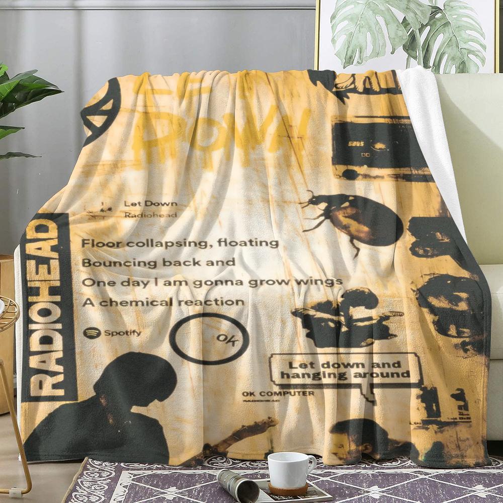 R-Radiohead Band Throw Soft Flannel Throw Summer AC Blanket Lightweight Cool Nap Blanket for Sofa Bed Couch Travel 75x90cm