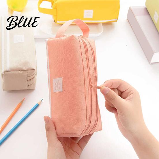 Large Capacity Pencil Case Oxford with Handle Double Layer Pen Pouch