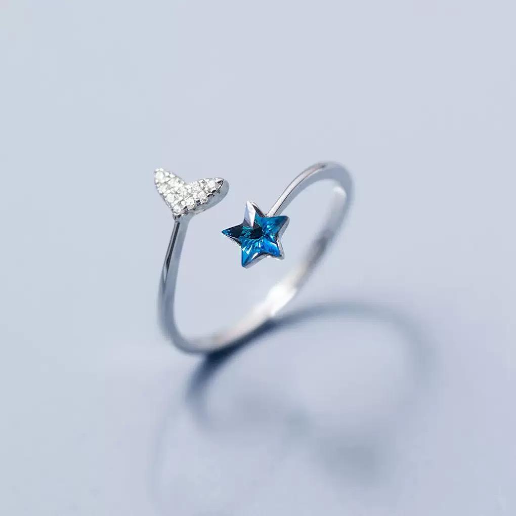 Xiaomi BF CLUB 925 Sterling Silver Ring For Women Jewelry Shinning Stars Open Vintage Handmade Ring Allergy For Party Birthday Gift