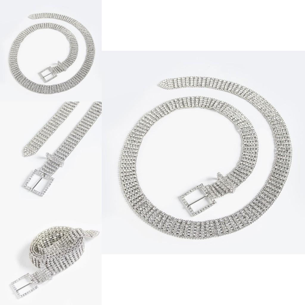 Stylish Silver Water Drilled Waist Chain For Ladies Trendy Body Accessory