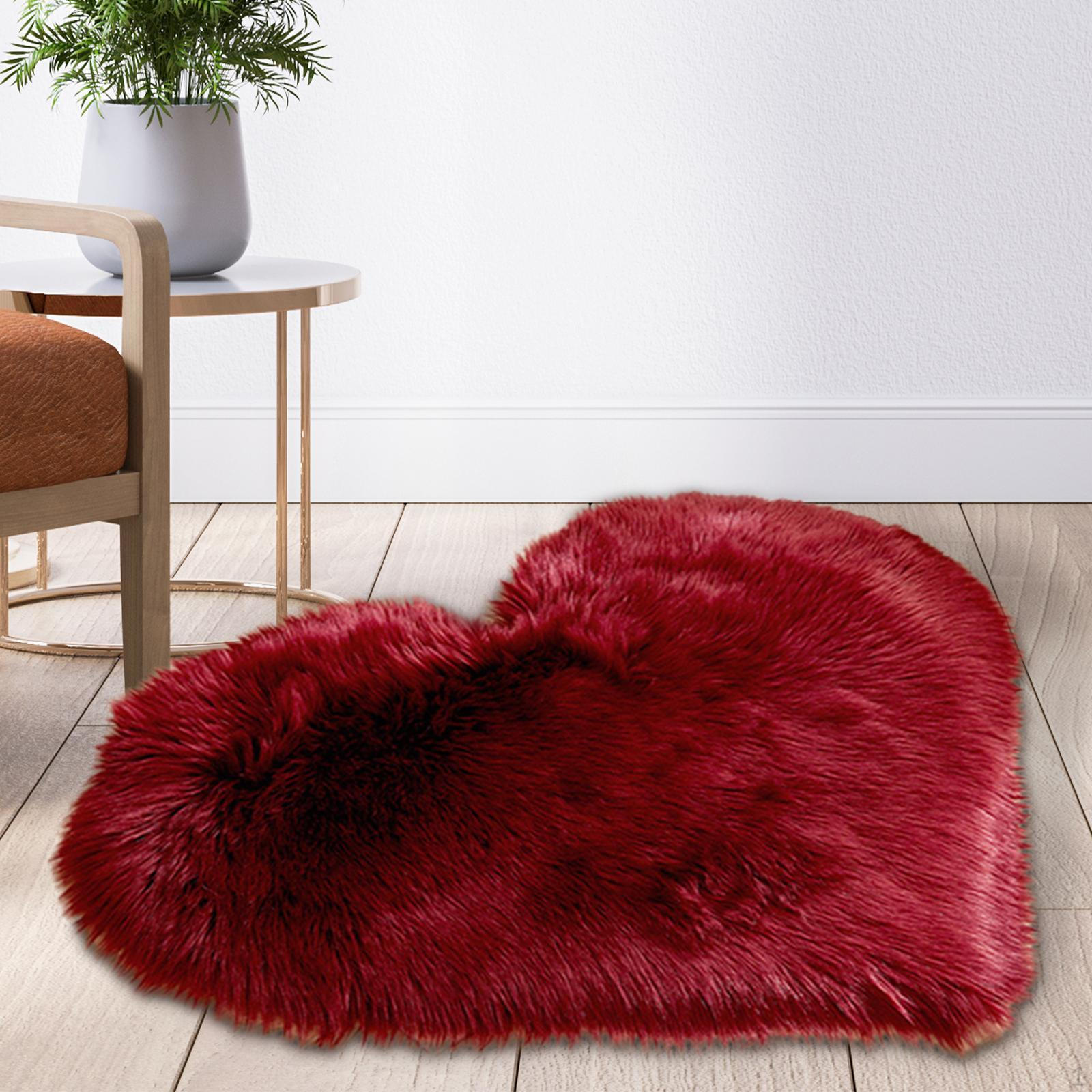 

Плюшевый ковер в форме сердца, нескользящий коврик, милый, мягкий, удобный, свадебный подарок, прикроватный коврик красный