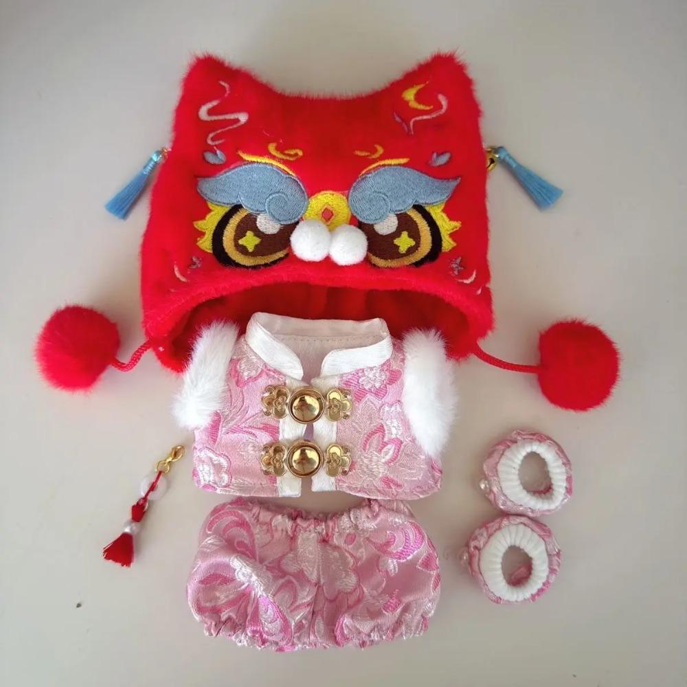 New Year Outfit For Labubu 17cm Doll Clothes Chinese Spring Festival Antique Clothes For Labubu Doll  Accessories