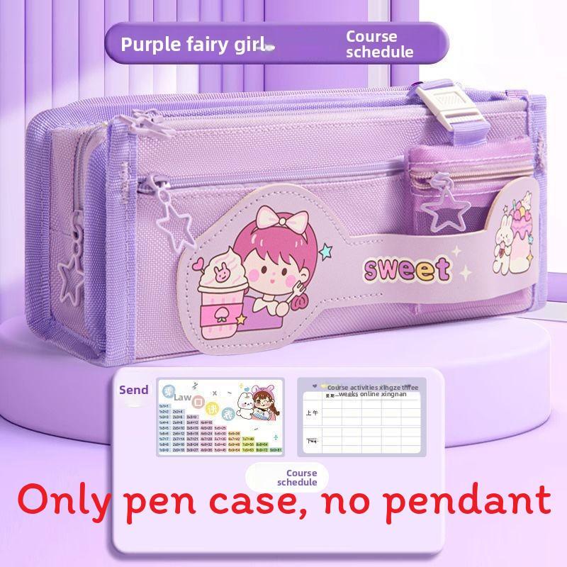 Kuromi Pencil Case Storage Bag For Students Canvas Multifunctional School Supplies Purple