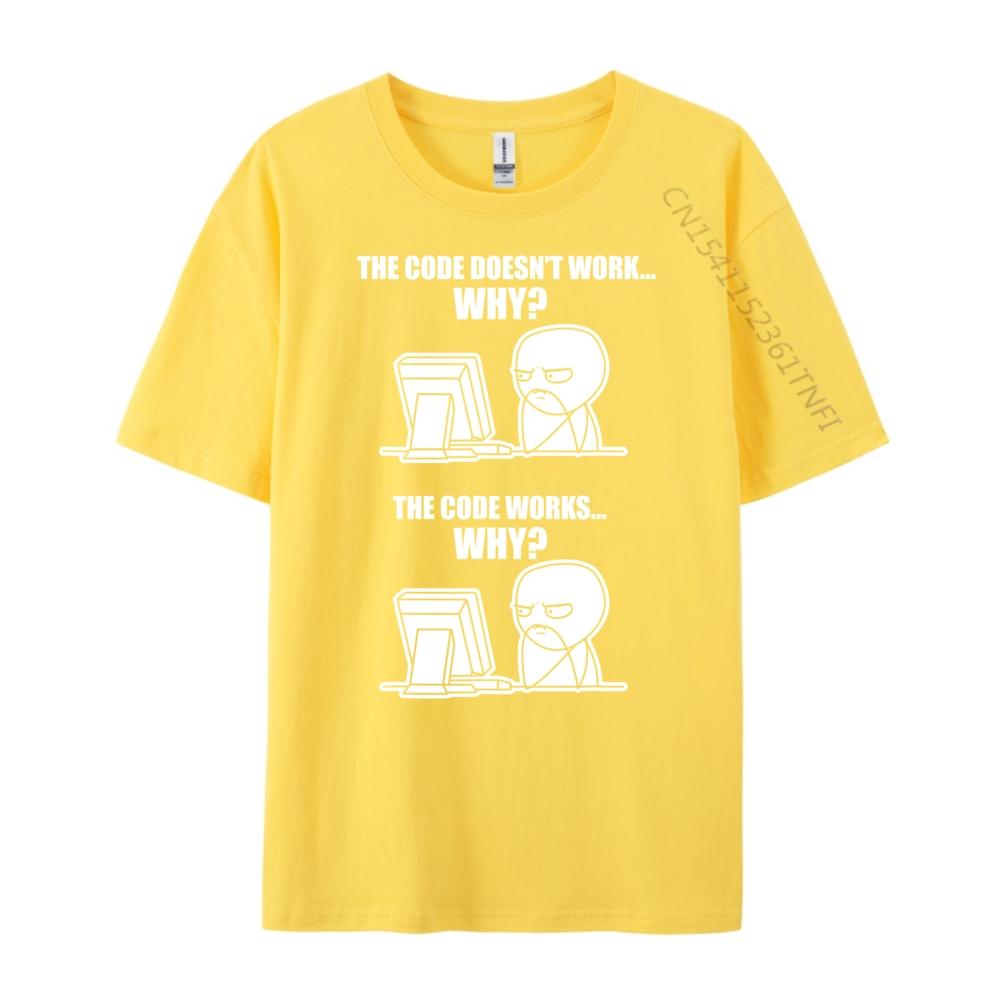 Rolig Programmerare Kod Fungerar Varför Meme Rosa Grafiska T-shirts Herrkläder Lyxig Designer Kortärmad T-shirt för Män Klassisk