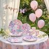 Schmetterling Thema Geburtstagsparty Zubehör Set Enthält Teller Becher Servietten Tischdecke für Kinder Party Dekoration Geschirr Set