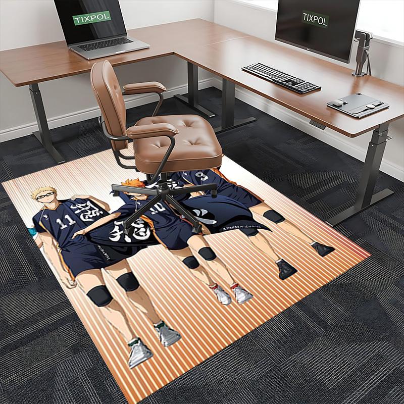 1pc Haikyuu!! Karasuno High Volleyball Team Uniform Chair Mat, Office Desk Pad, Non-Slip Carpet for Home Decor, Seasonal Gift, Suitable for Office and