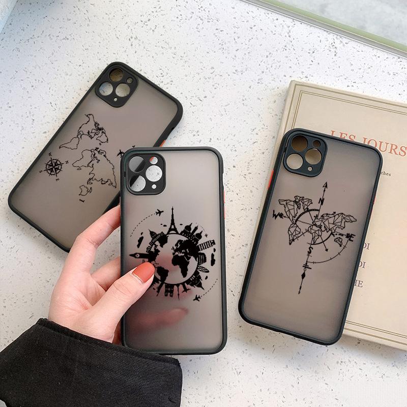 World Map Travel Airplane Phone Case For Iphone 16 15 13 14 11 12 Pro Max 7 8 Plus SE2 X XR XS Back Shockproof Cover Shells