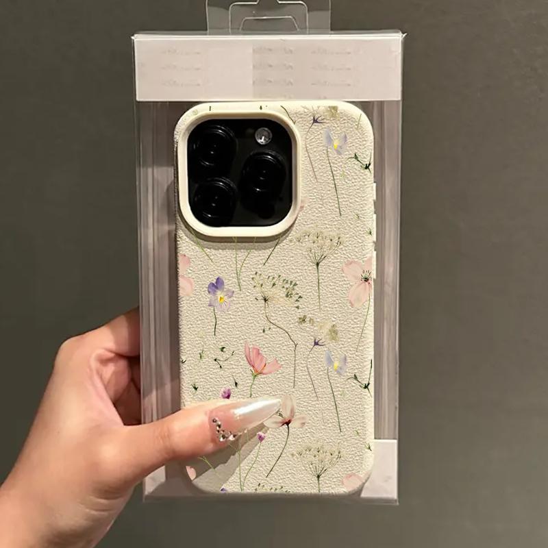 Frisches Blumendesign mit Litschi-Textur Silikon-Handyhülle Für iPhone 11 12 13 14 15 16 17 Pro Max Plus 17Air Weiche Hülle