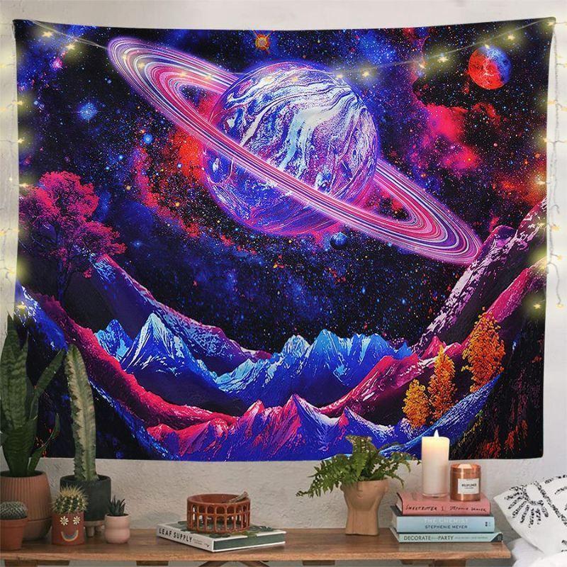 Astronaut Planet Galaxy Space Tapestry Psychedelic Nebula Space Wall Hanging Bedroom e-Sports Room Decoration