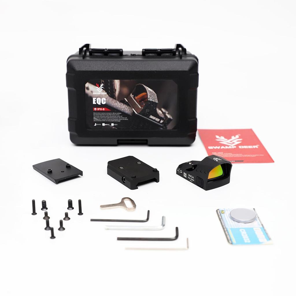 SWAMP DEER OPTICS EQC1x24 Mini Dot Sight, Open Dot Sight, Impact Resistant Up To 2000g, Includes Two Mount Adapters (Black)