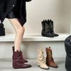 2025 Autumn and Winter Thick Heel Short Boots Retro Embroidered Boots Pointed French Trousers Boots Design Temperament Fashion Boots