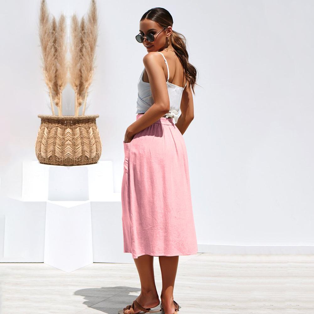 Spring and Summer Women's Skirt Plus Size Loose Pocket Half-body Skirt