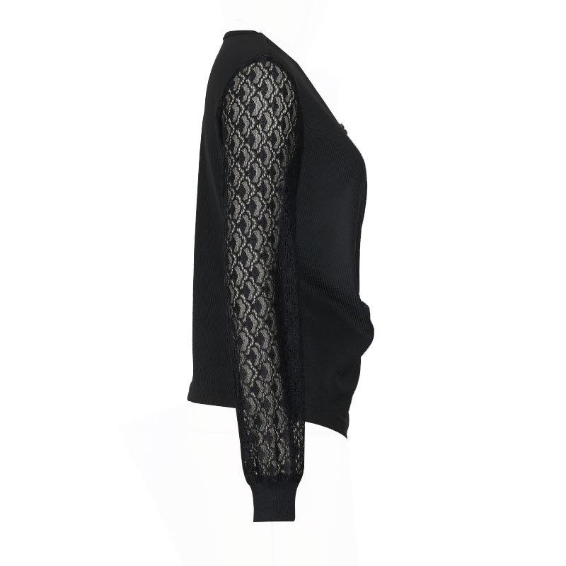 Spring and Autumn Women's Blouse Fashion Black Long Sleeve Comfortable Casual Top