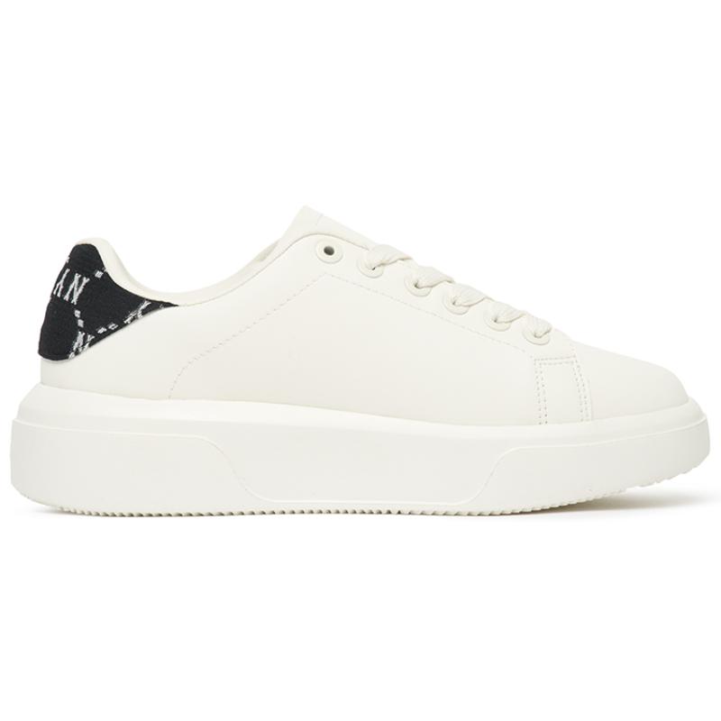 MLB Chunky Classic Heel Dia Monogram Low top Skateboard Shoes Unisex White Black Sneakers 3ASXAM82N-50BKS