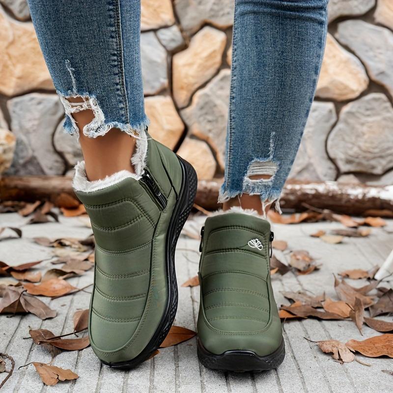 Zapatos de Algodón para Mujer en Invierno Gruesos y Cálidos Botas de Nieve Talla Grande para Mujer con Botines Cortos de Felpa y Cálidos