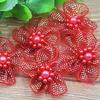 10Pcs Mixed Color Mini Organza Ribbon Bead Flower Wedding DIY Craft Appliques