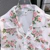 Summer Draping Floral Print Short Sleeve Shirt Men's Niche Loose Korean Style Hawaiian Cuban Collar Shirt Half Sleeve Top