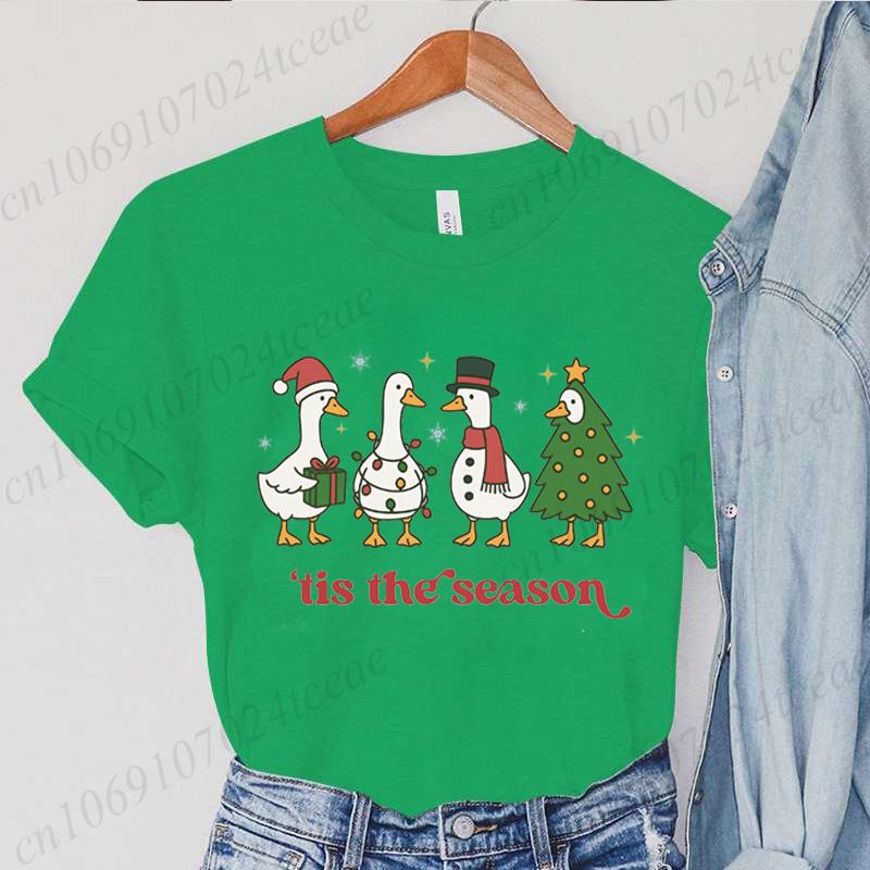 Fashion Funny Just A Goose Duck Xmas Print Tshirt Unisex Short Sleeve Tshirts Christmas Goose Unisex Summer Unisexs Clothing