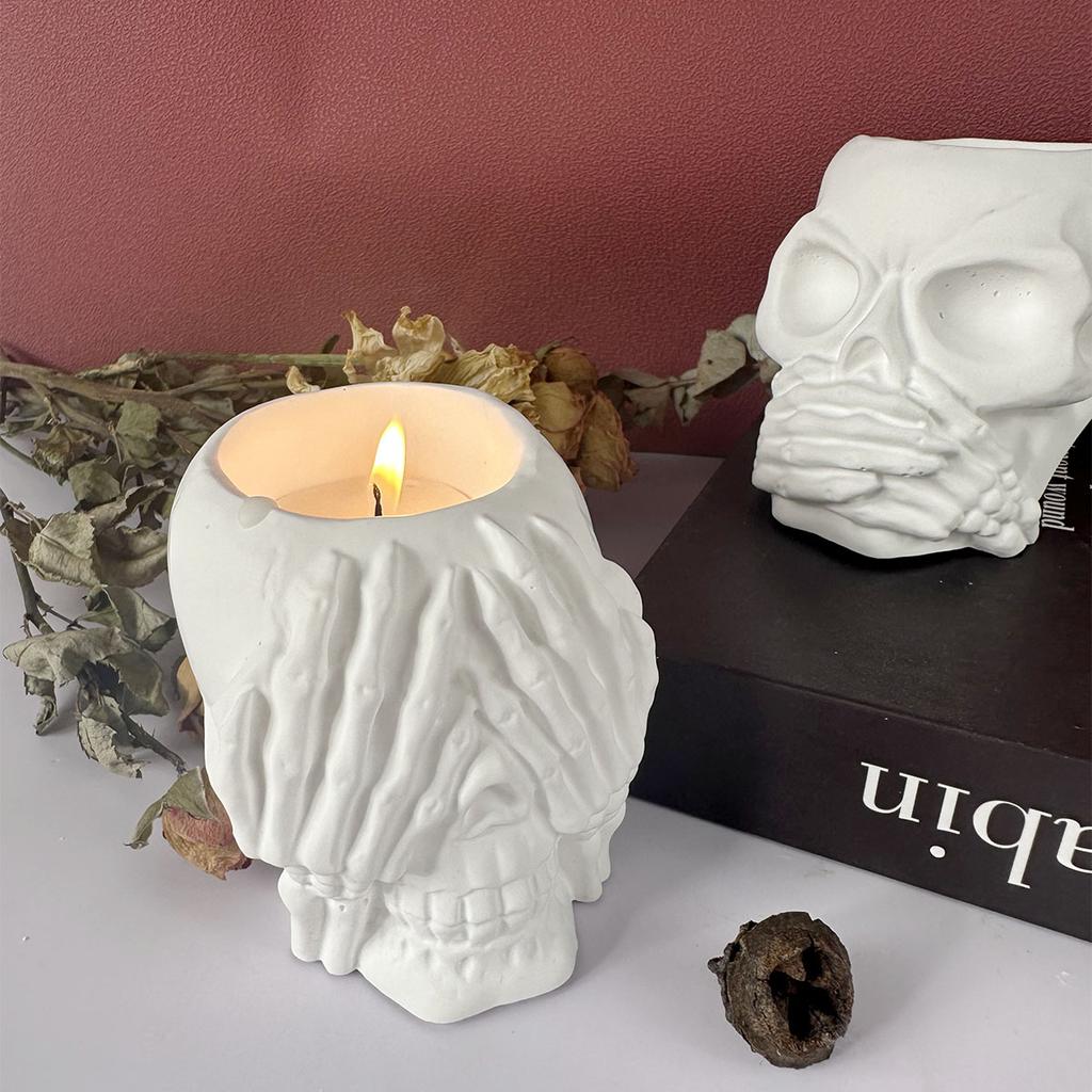Halloween Ornament Pflanzgefäß Silikonform DIY Schädel Stifthalter Handwerk Herstellung Gips Epoxidharz Vase Gussformen Heimdeko