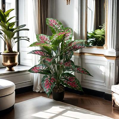 Plantă Artificială Alocasia Sarian - Verdeață Realistă Artificială la Ghiveci pentru Interior/Exterior, Decor pentru Living și Birou, Zero Întreținere