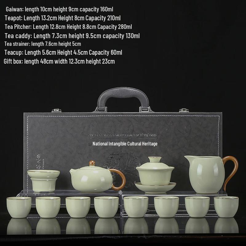 Blue Ru Kiln Style 10-Piece Ceramic Tea Set