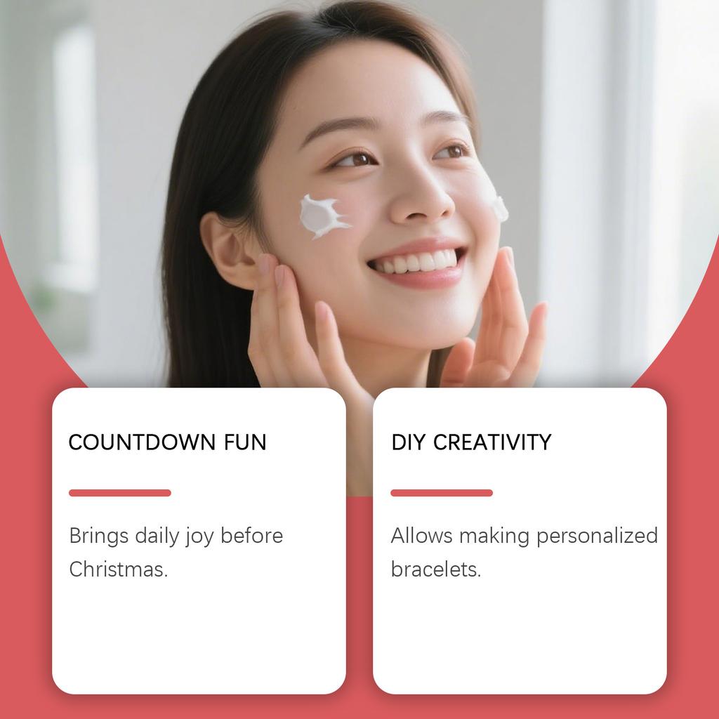 Adventní kalendář s líčením, 24denní vánoční odpočítávací kalendář, překvapení, vánoční sada líčení, dárek pro dámy, překvapení, 50 ml