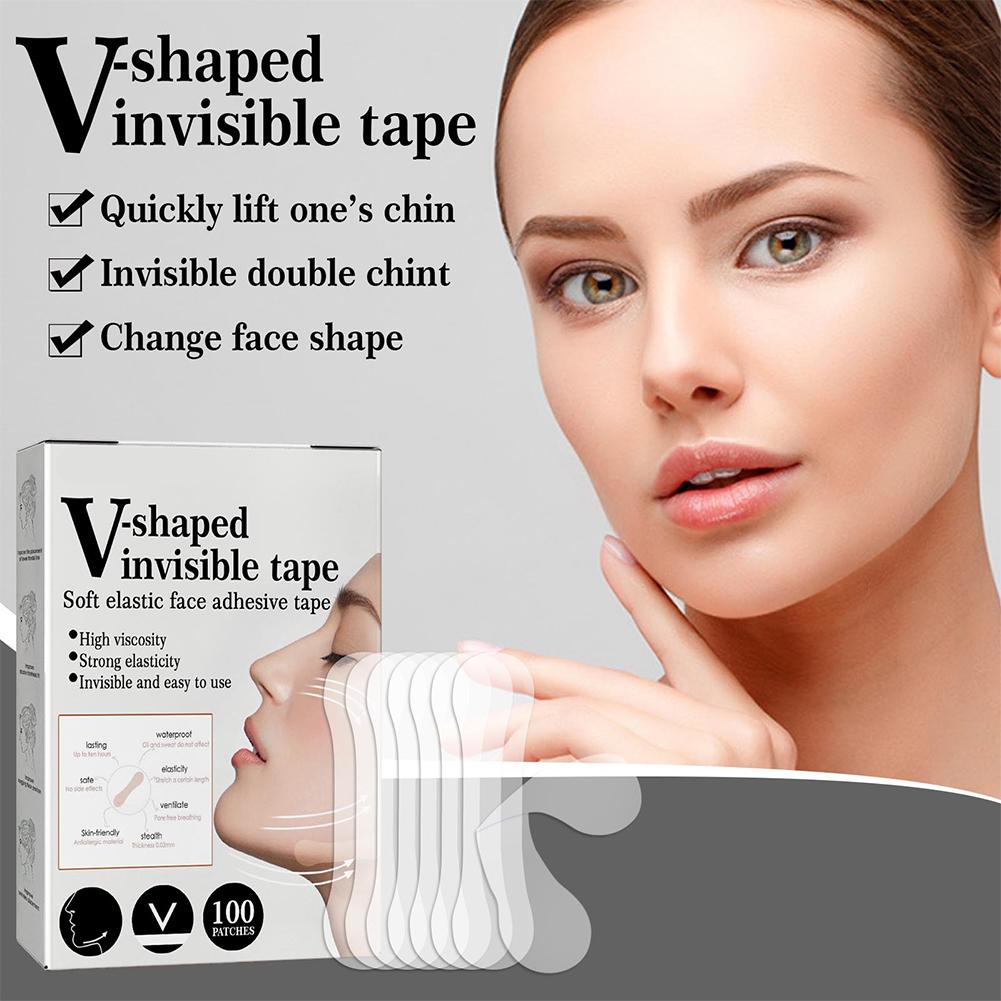 A Box of 100pcs V Type Lift Invisible Adhesive Double Chin Lift V-face Makeup Stage Play Invisible Adhesive