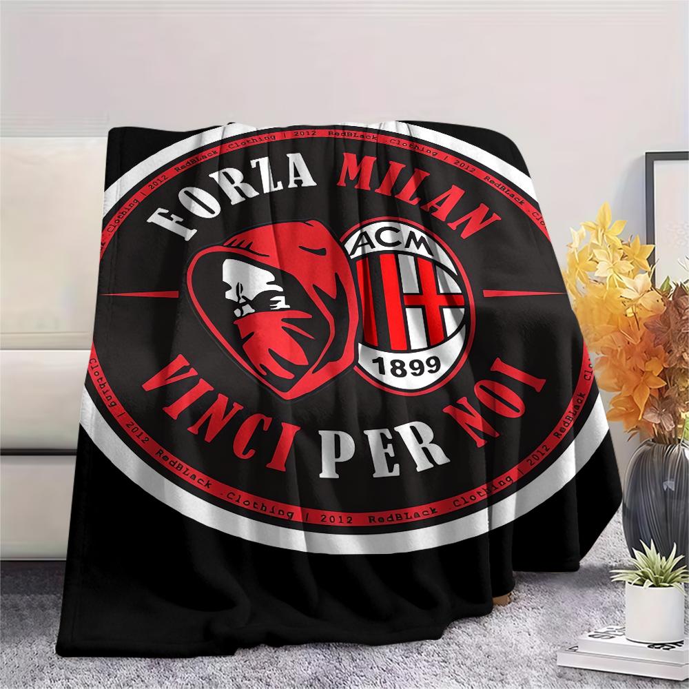 1pc AC Milan Print Flannel Blanket, High quality Comfortable for All Seasons, Home Decor, Warmth and Comfort, Perfect for Christmas Gifts06