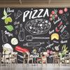 Handdrawn Pizza Menu Wallpaper Pizza Photo Wall Mural Snack Pizza Shop Wall Paper