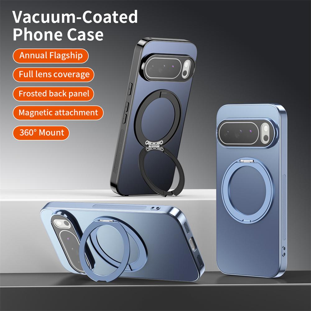 Plating Invisible Magnetic Alloy Stand Holder Matte Case for Google Pixel 10 Pro XL 9 9A 8 8A for Full Protect Cover